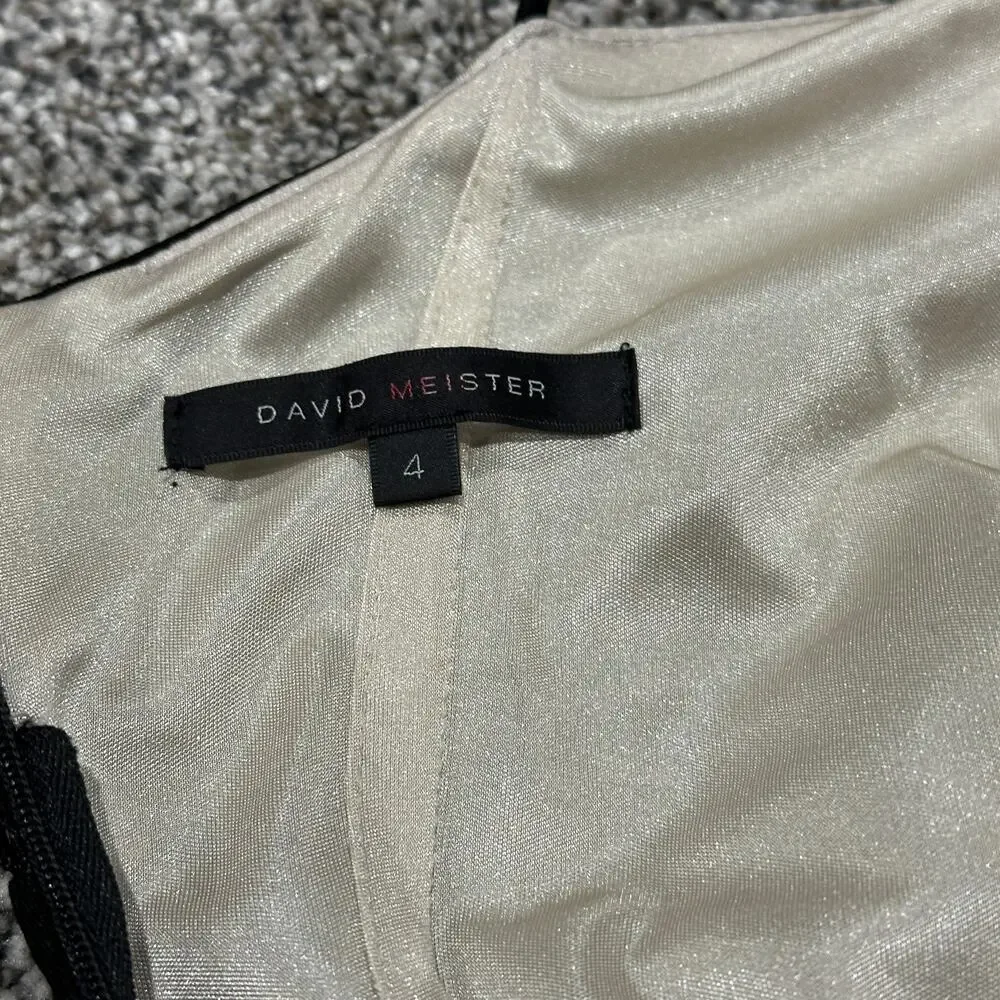 DAVID MEISTER Black Spaghetti Strap Padded Black Dress, Size 4 - Picture 5 of 11